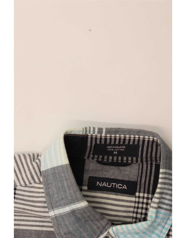 Nautica Camisa Manga Corta Hombre Algodón Cuadros Gris Medio