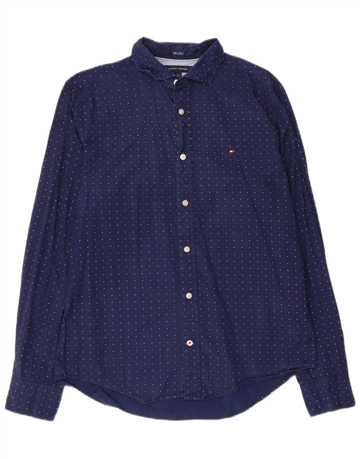 Tommy Hilfiger Camisa gráfica para hombre pequeña de algodón azul marino