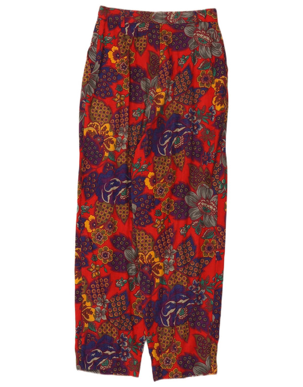 Benetton Pantalones Cortos De Talle Alto IT 42 Medium W26 L26 Rojo Floral