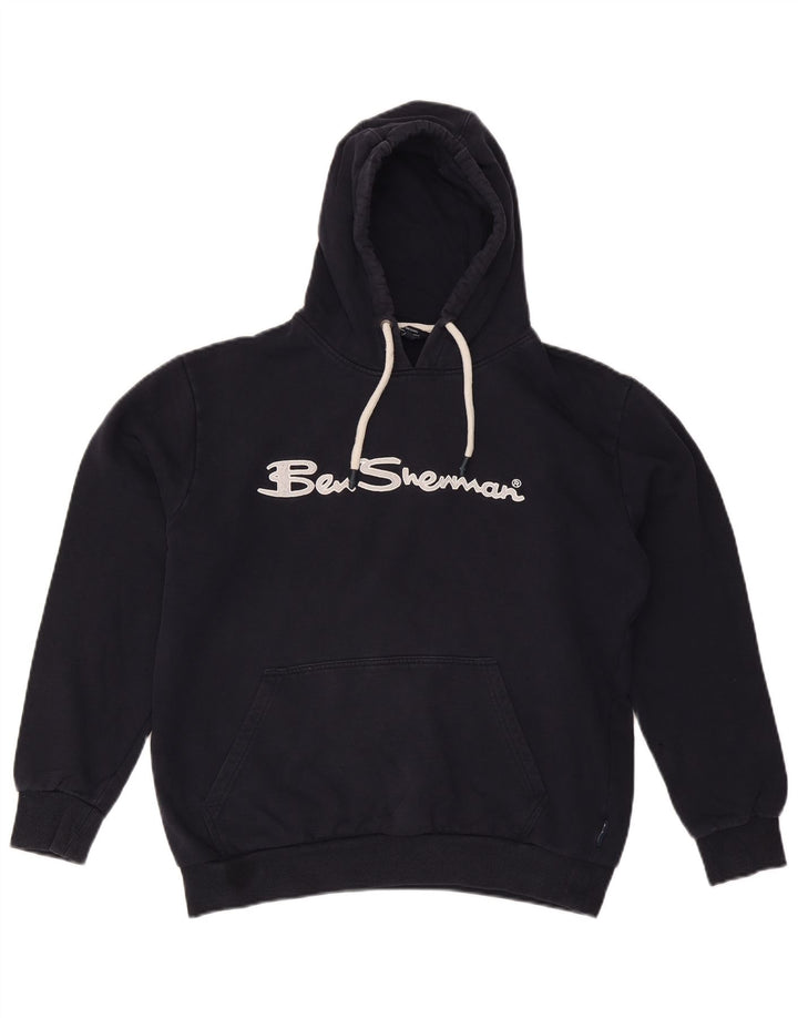 BEN SHERMAN Jersey con capucha gráfico extragrande para mujer Reino Unido 40 Grande Azul marino