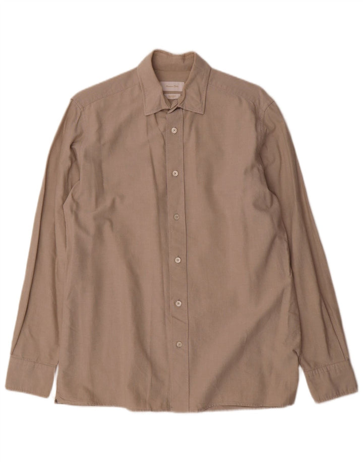 Camisa Massimo Dutti Hombre Algodón Beige Medio