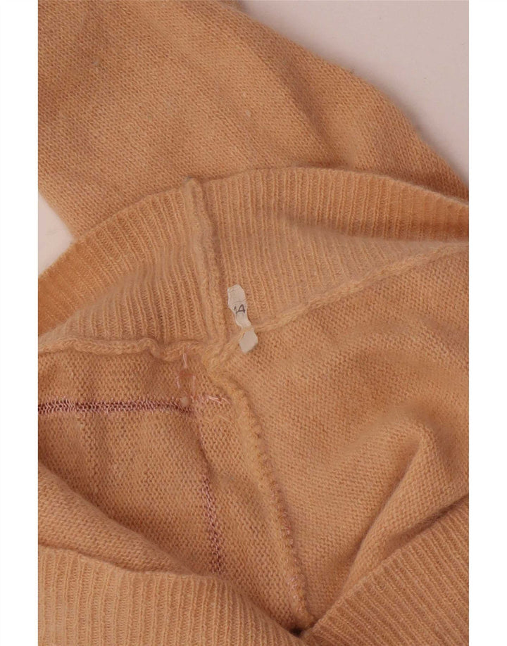 Vintage mujer rollo cuello jersey suéter IT 44 medio rosa geométrico
