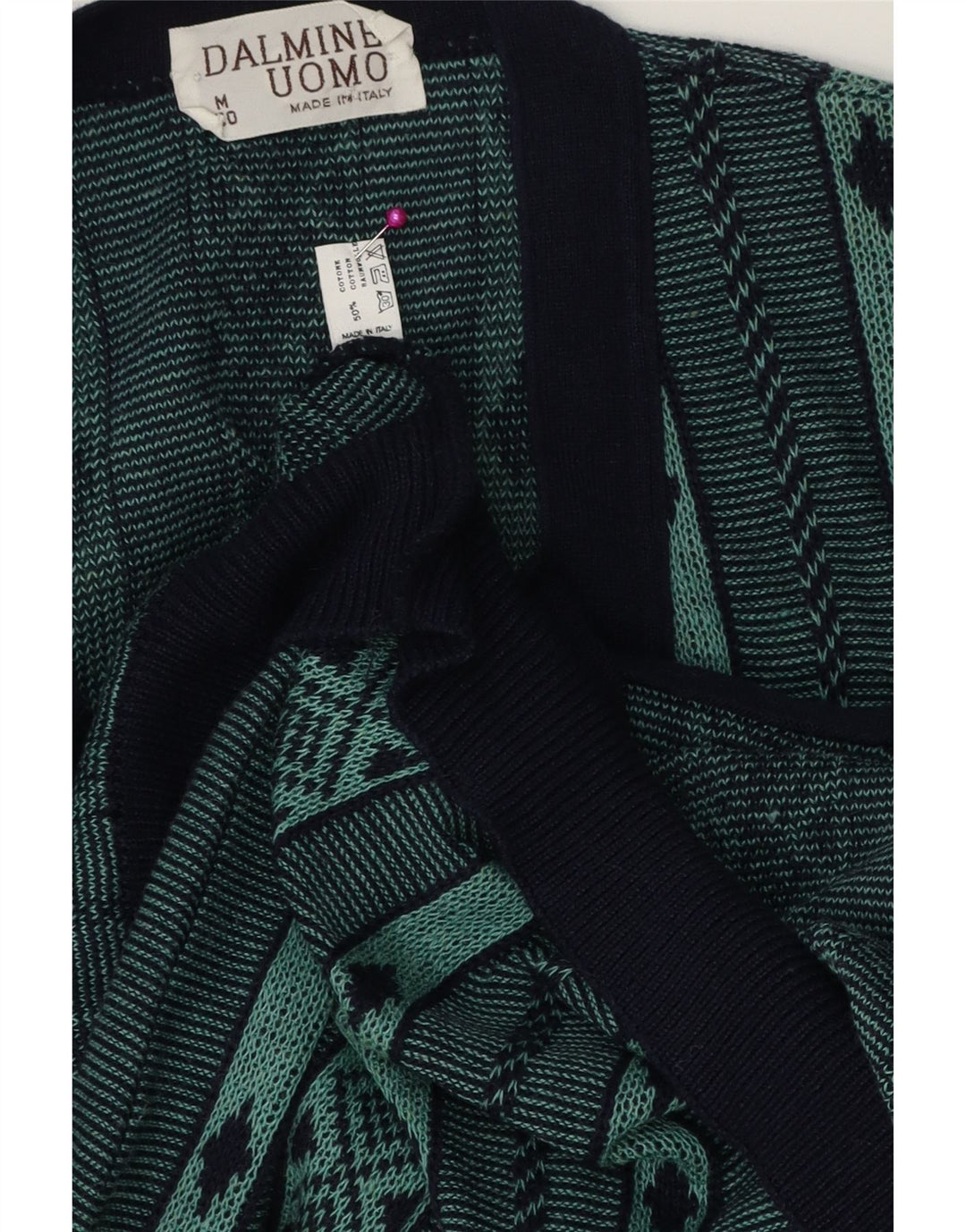 DALMINE Suéter tipo cárdigan para hombre Algodón geométrico verde medio