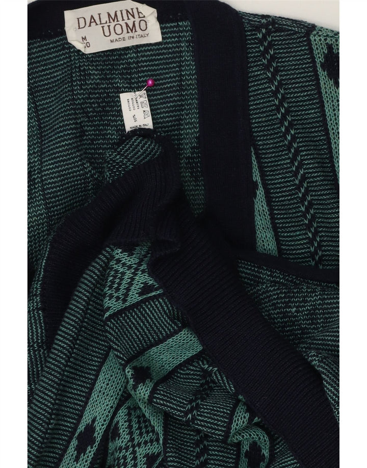 DALMINE Suéter tipo cárdigan para hombre Algodón geométrico verde medio