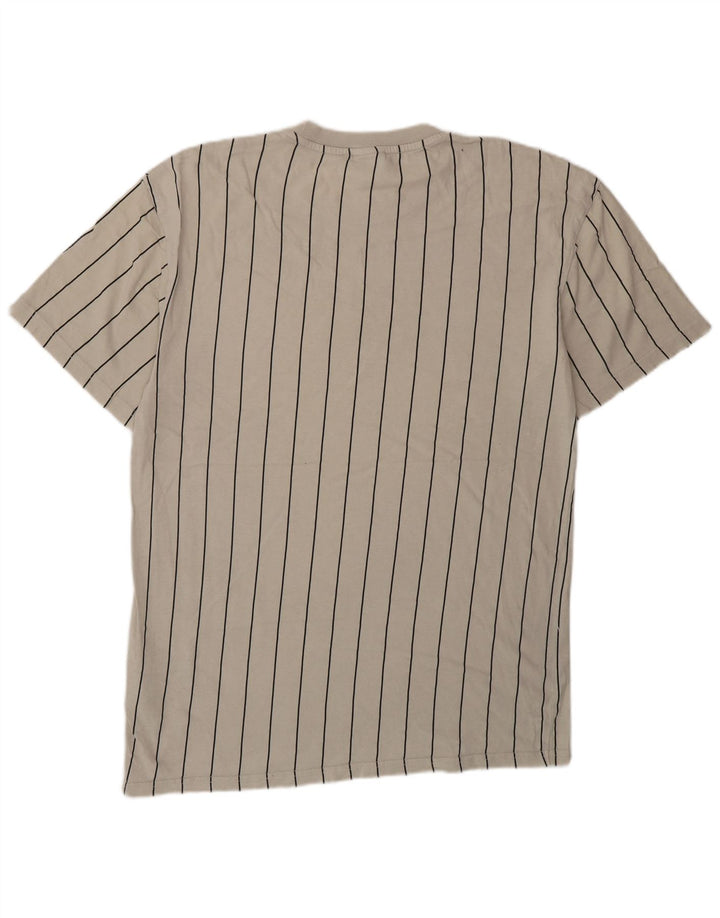 KARL KANI Camiseta gráfica para hombre Top pequeño de algodón a rayas beige