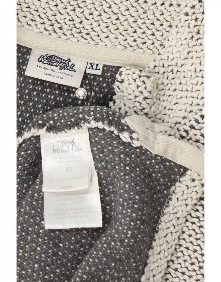 Weird Fish - Jersey para hombre con cuello y cremallera, talla XL, algodón gris
