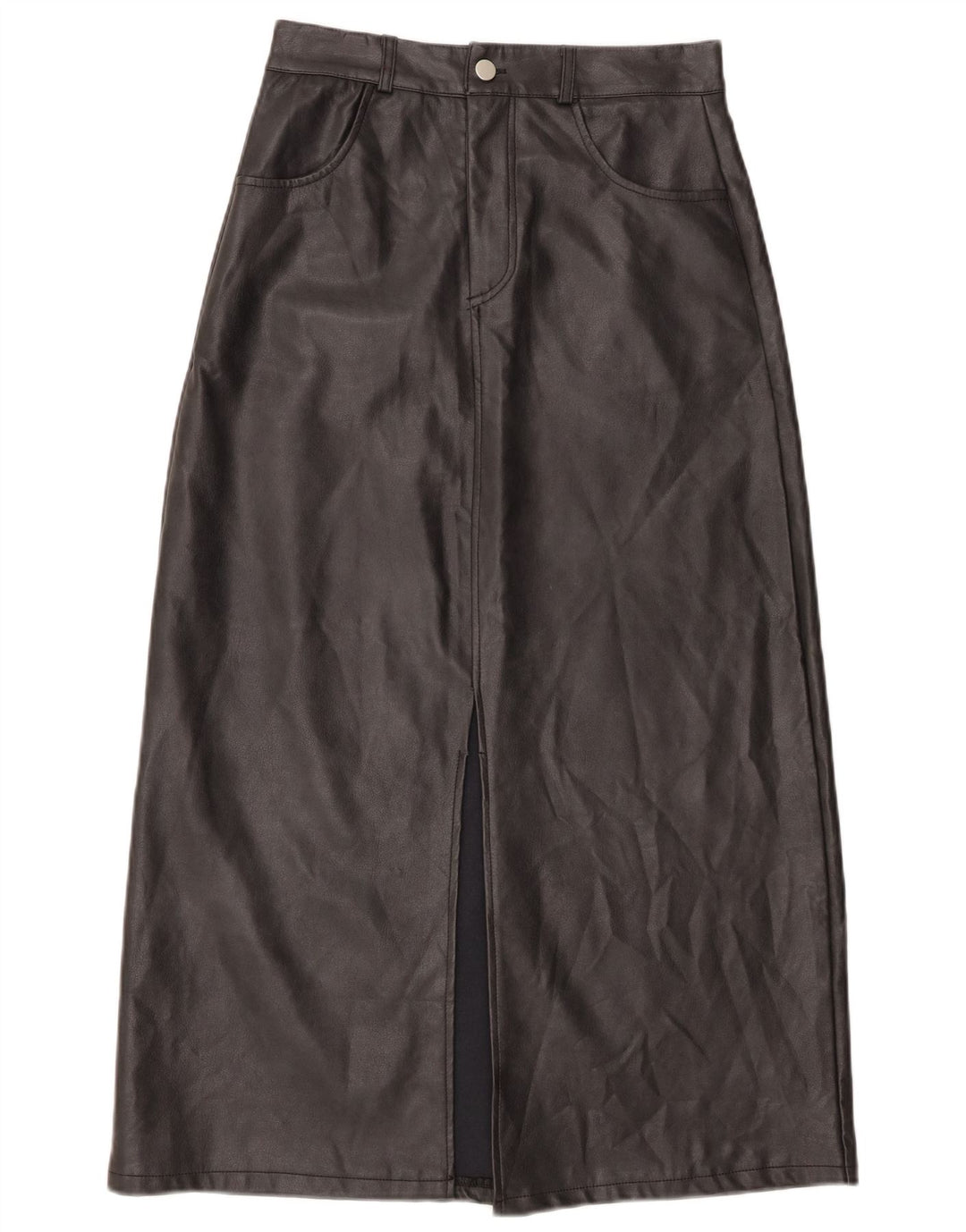 Falda vintage de piel sintética para mujer pequeña W26 poliuretano negro