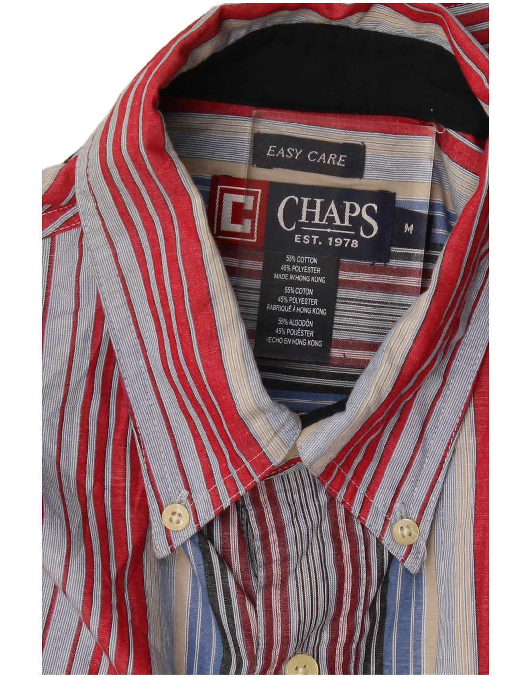 Chaps Camisa de fácil cuidado para hombre de algodón a rayas multicolor mediana