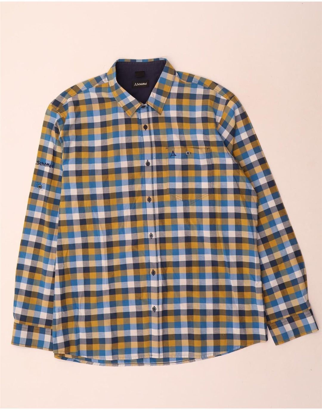 Schoffel Camisa De Hombre Grande De Cuadros Multicolores De Algodón