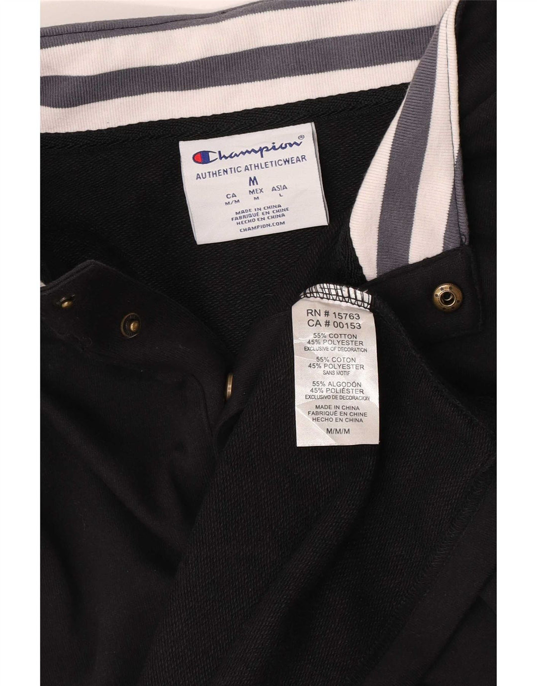 Champion Hombre Camiseta De Manga Larga De Algodón Negro Mediano