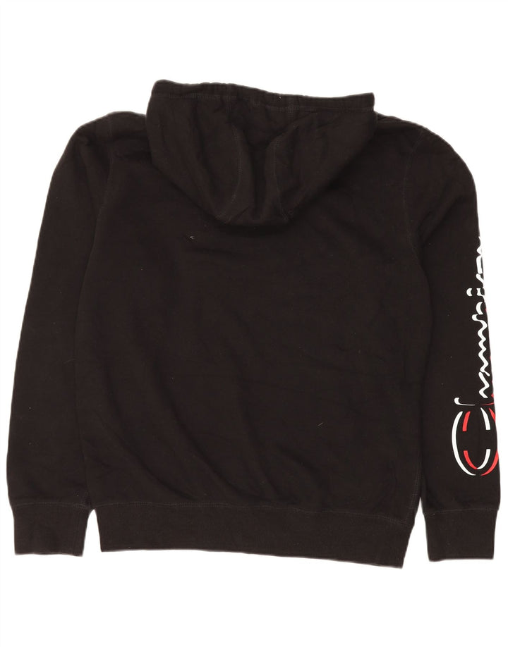 CHAMPION Sudadera con capucha gráfica para hombre Jersey mediano de algodón negro
