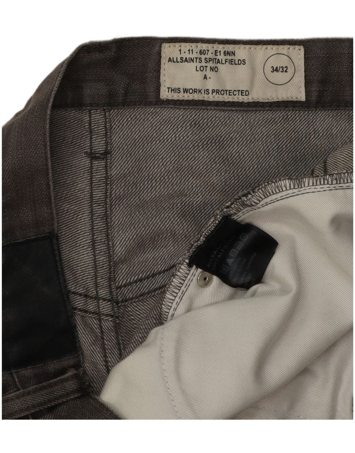 Vaqueros rectos para hombre All Saints W34 L26 Algodón gris