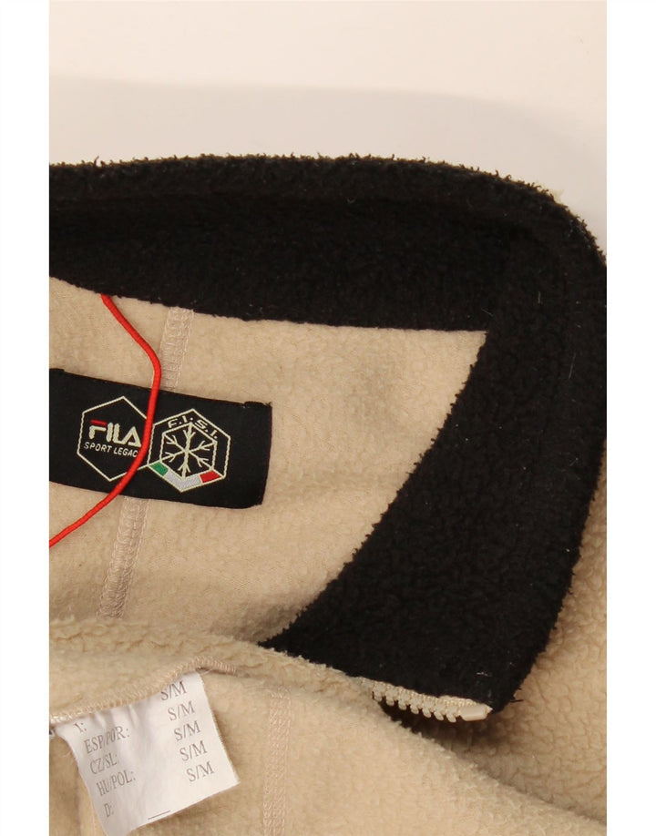FILA Chaqueta polar para hombre UK 36 Small Beige Colorblock Poliéster