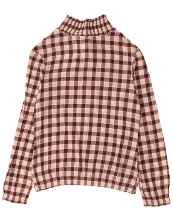 Woolrich Blusa de manga larga para mujer UK 44 Medio Borgoña Algodón Gingham