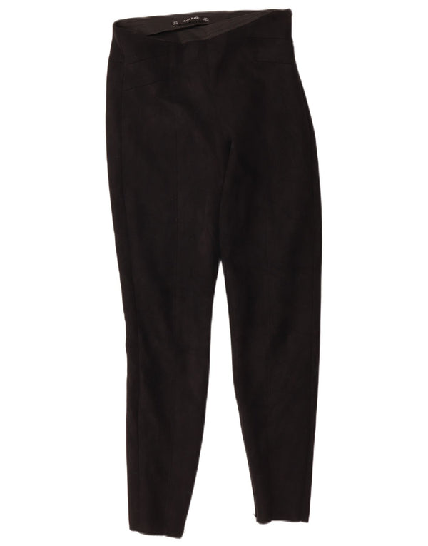 Zara Mujer Pantalones Casuales Pitillo Pequeños W26 L27 Poliéster Negro