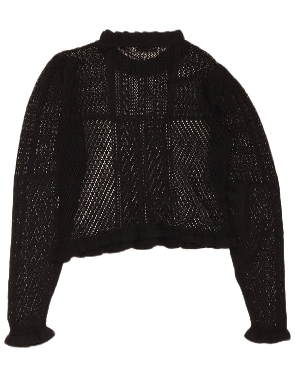 Zara Mujer Crop Crochet See Through Top Reino Unido 10 Pequeño Negro
