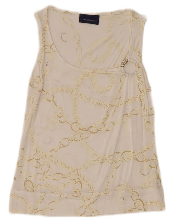 Trussardi Jeans Blusa con Estampado Abstracto para Mujer UK 8 Small White