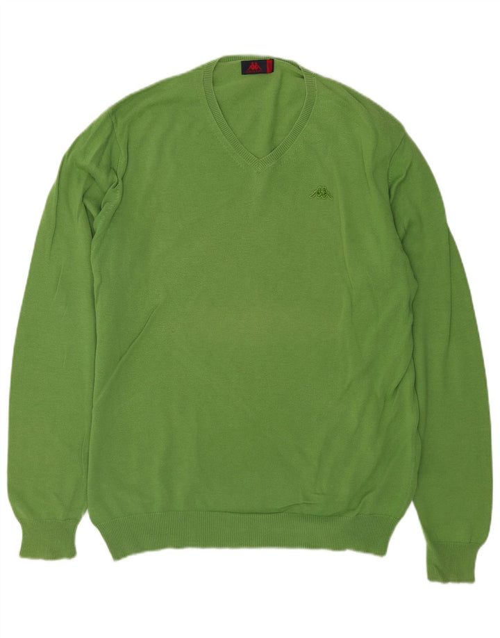 Kappa Hombre Jersey Con Cuello En V Jersey Grande Verde Algodón