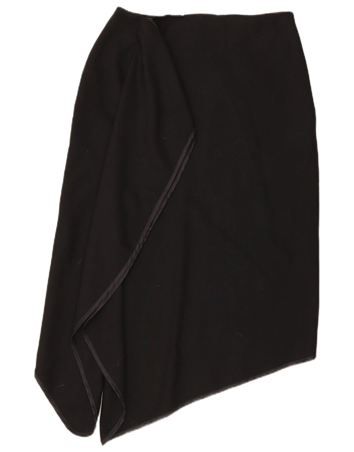 Falda asimétrica vintage para mujer IT 46 Grande W30 Lana negra