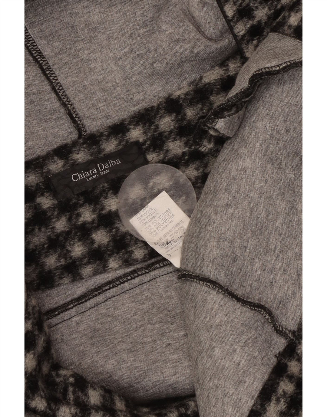 VINTAGE Chaqueta bomber con capucha para mujer Reino Unido 18 XL Lana de cuadros negros