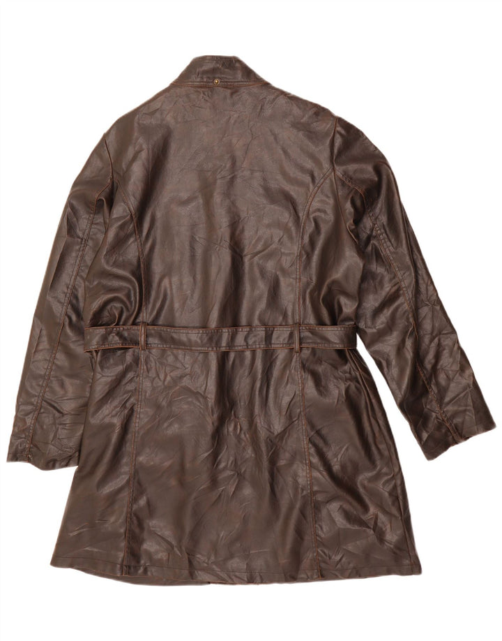 BIAGGINI Womens Oversized Leather Coat IT 48 XL Brown