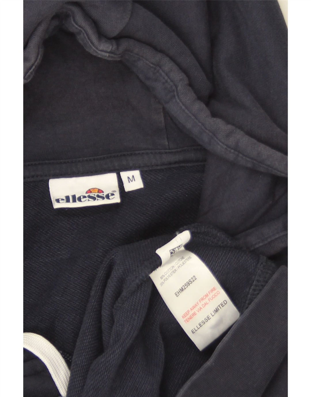 Ellesse - Sudadera con capucha y cremallera para hombre, algodón a rayas, color azul marino mediano