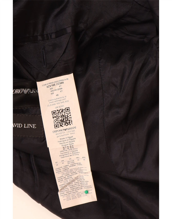 Emporio Armani Chaqueta tipo blazer de 2 botones para hombre EU 56 2XL Lana virgen azul marino