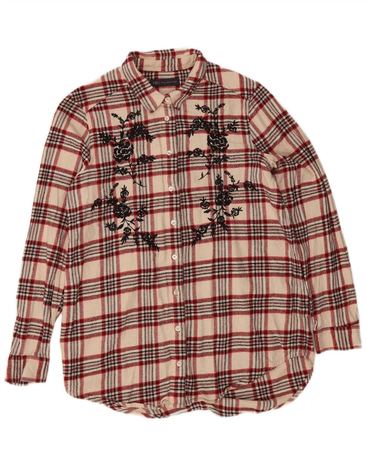 Marks & Spencer Camisa de franela extragrande para mujer UK 10 Small Beige Check
