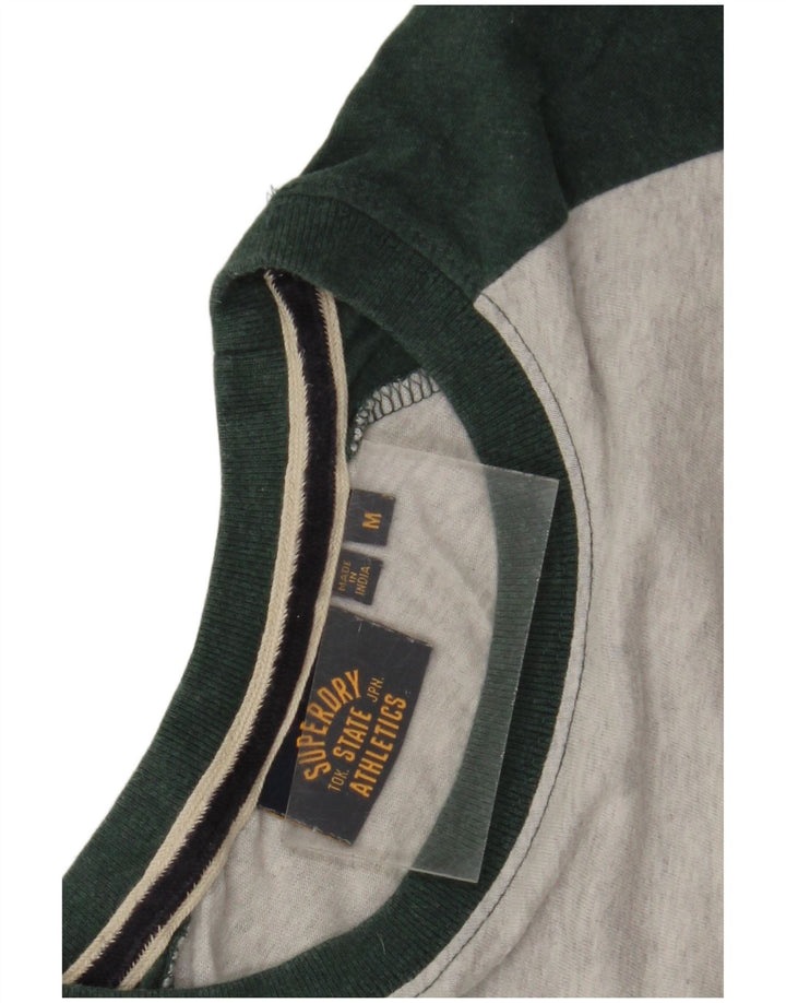 Superdry Hombre Camiseta De Manga Larga De Algodón Color Block Gris Medio