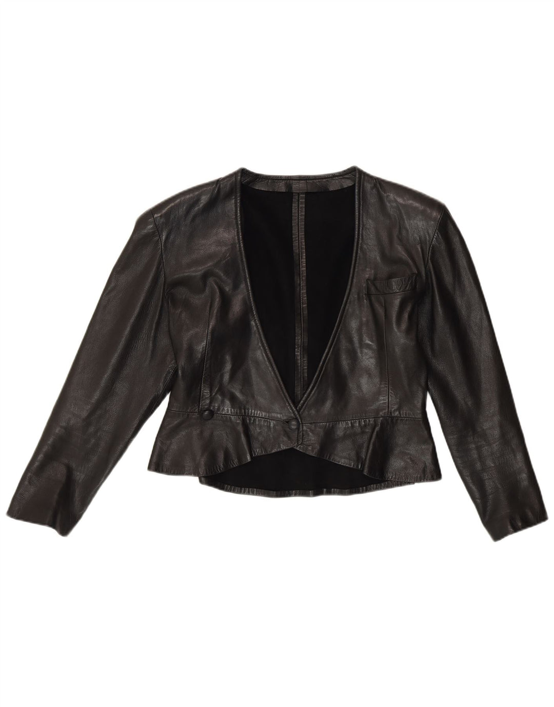 Vintage mujer cuero Bolero chaqueta Reino Unido 12 medio negro