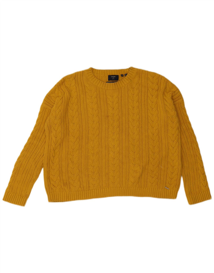 Superdry Jersey extragrande con cuello redondo para mujer, talla S, color amarillo