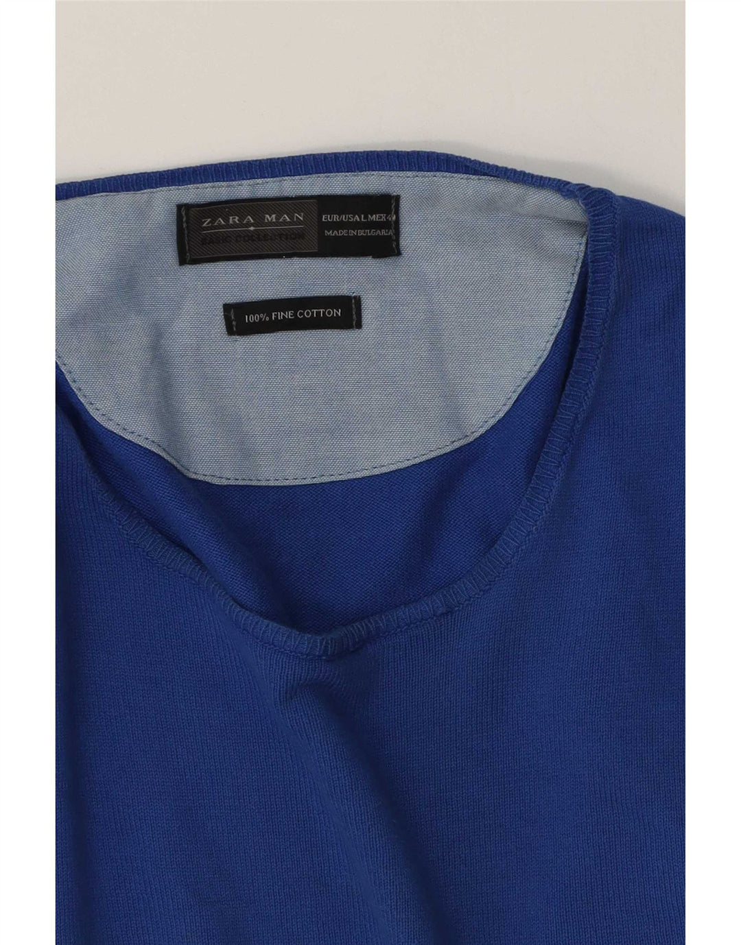 Zara Hombre Jersey De Cuello Redondo Jersey Grande Azul Algodón