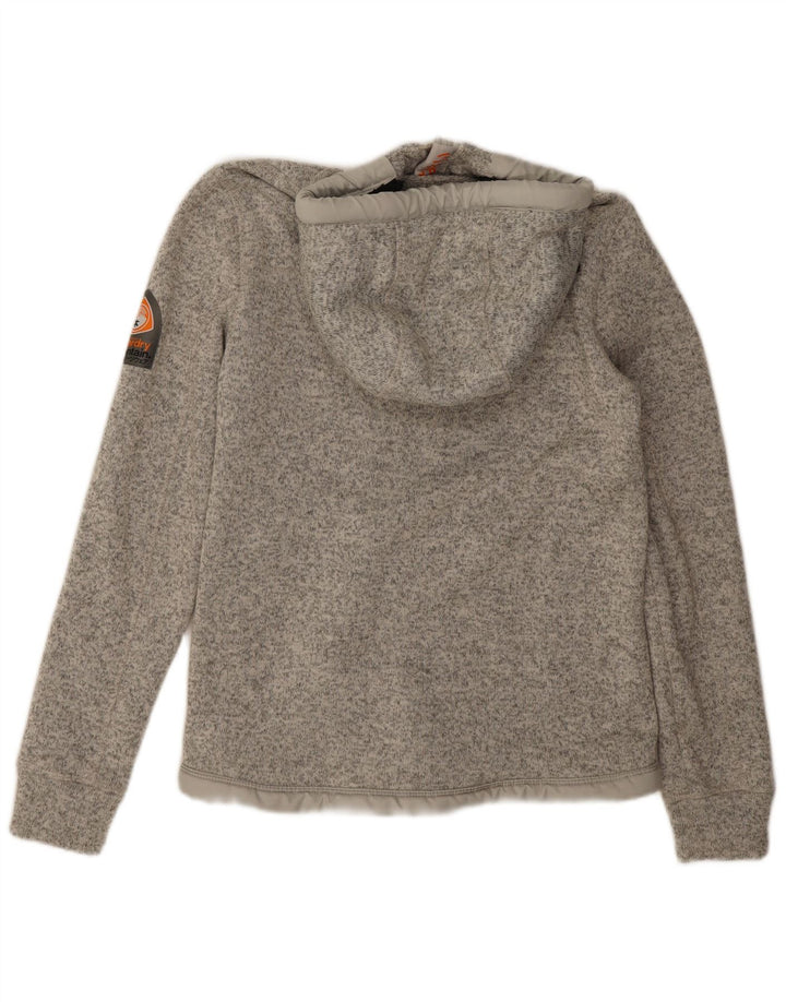 Superdry Suéter con capucha y cremallera para mujer Reino Unido 44 Poliéster moteado gris medio