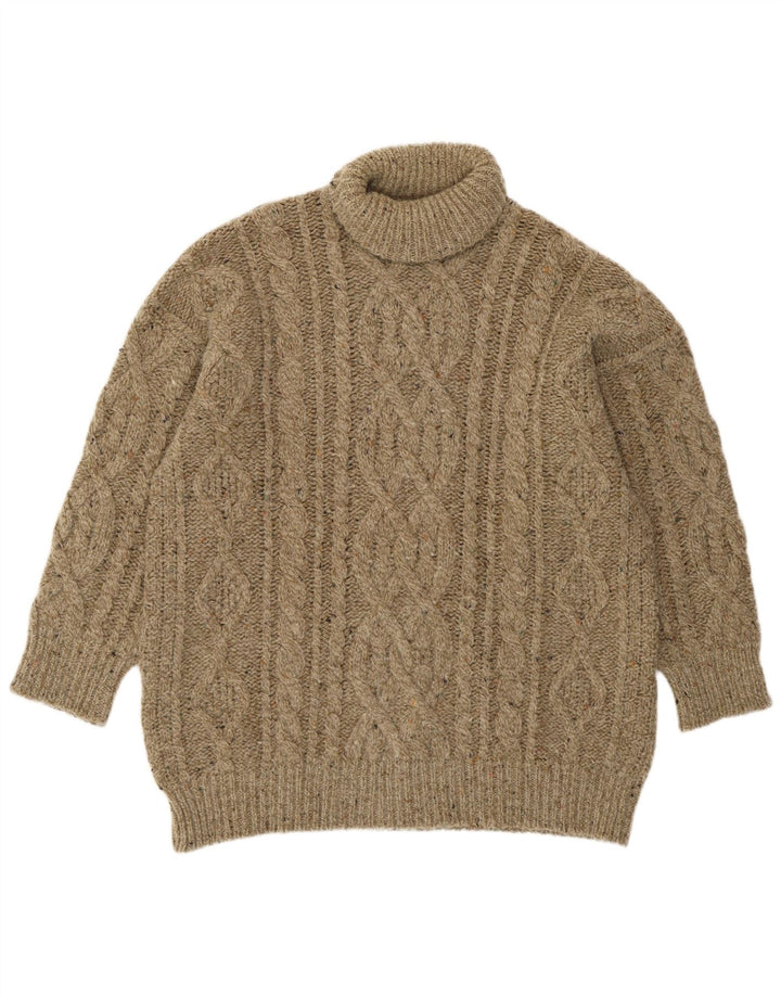 Blues Club Jersey con cuello vuelto para hombre, talla grande, lana beige