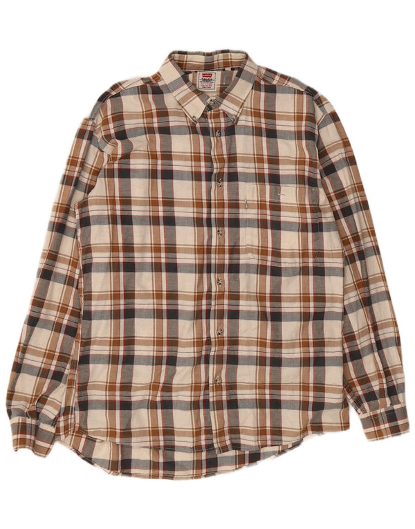 Camisa de franela Levi's para hombre con cuadros beige grandes