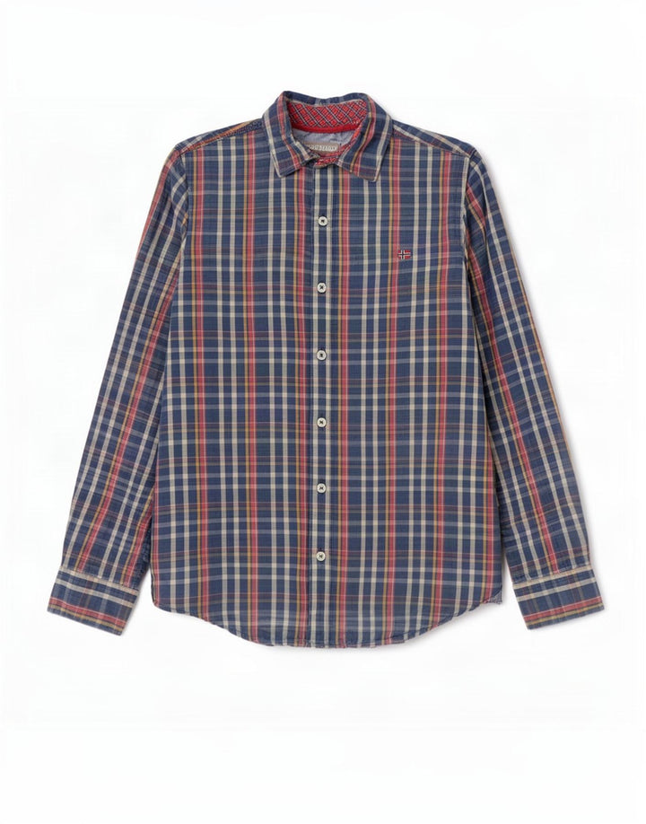 Napapijri Camisa Geographic Slim Fit De Algodón A Cuadros Azul Medio