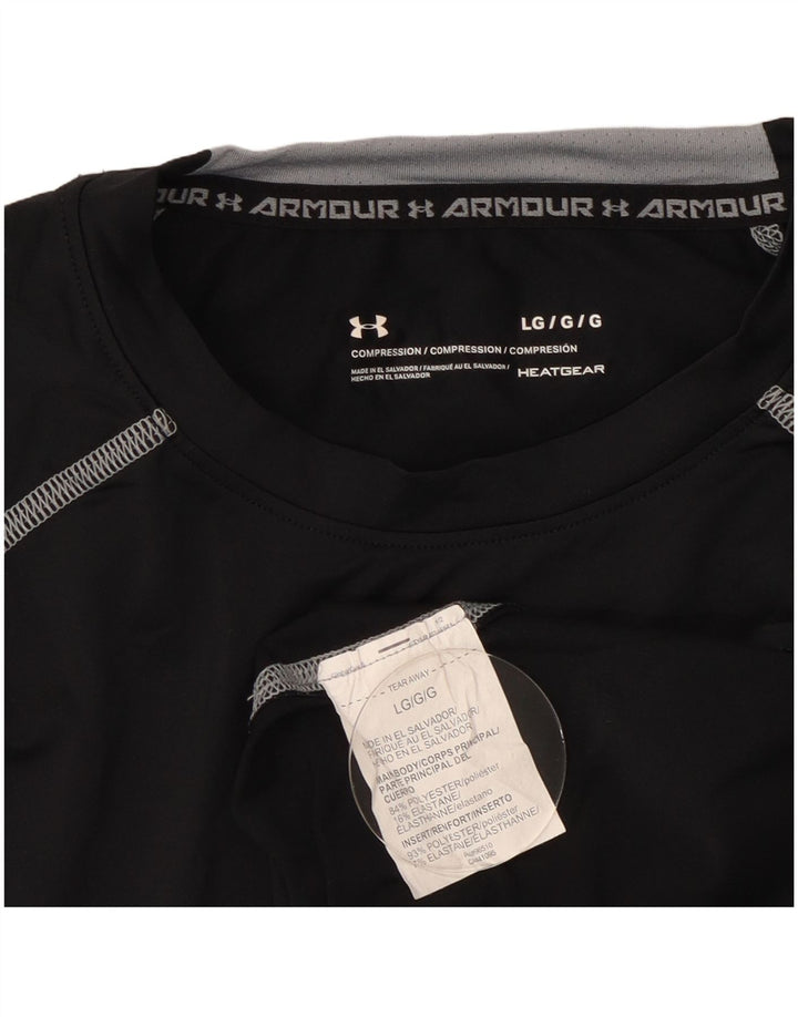 Under Armour Camiseta Heat Gear para hombre de manga larga, poliéster negro grande