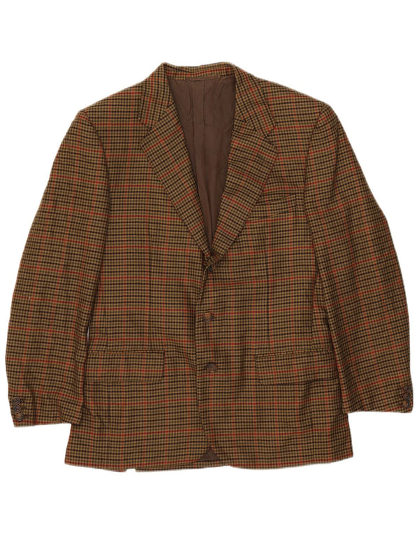Loro Piana Chaqueta tipo blazer de 3 botones para hombre IT 50 Large Khaki Houndstooth