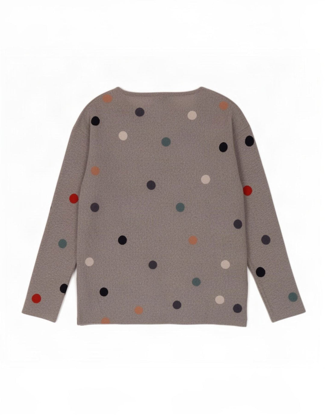 White Stuff Jersey con cuello barco para mujer, talla 40, talla pequeña, color gris y lunares