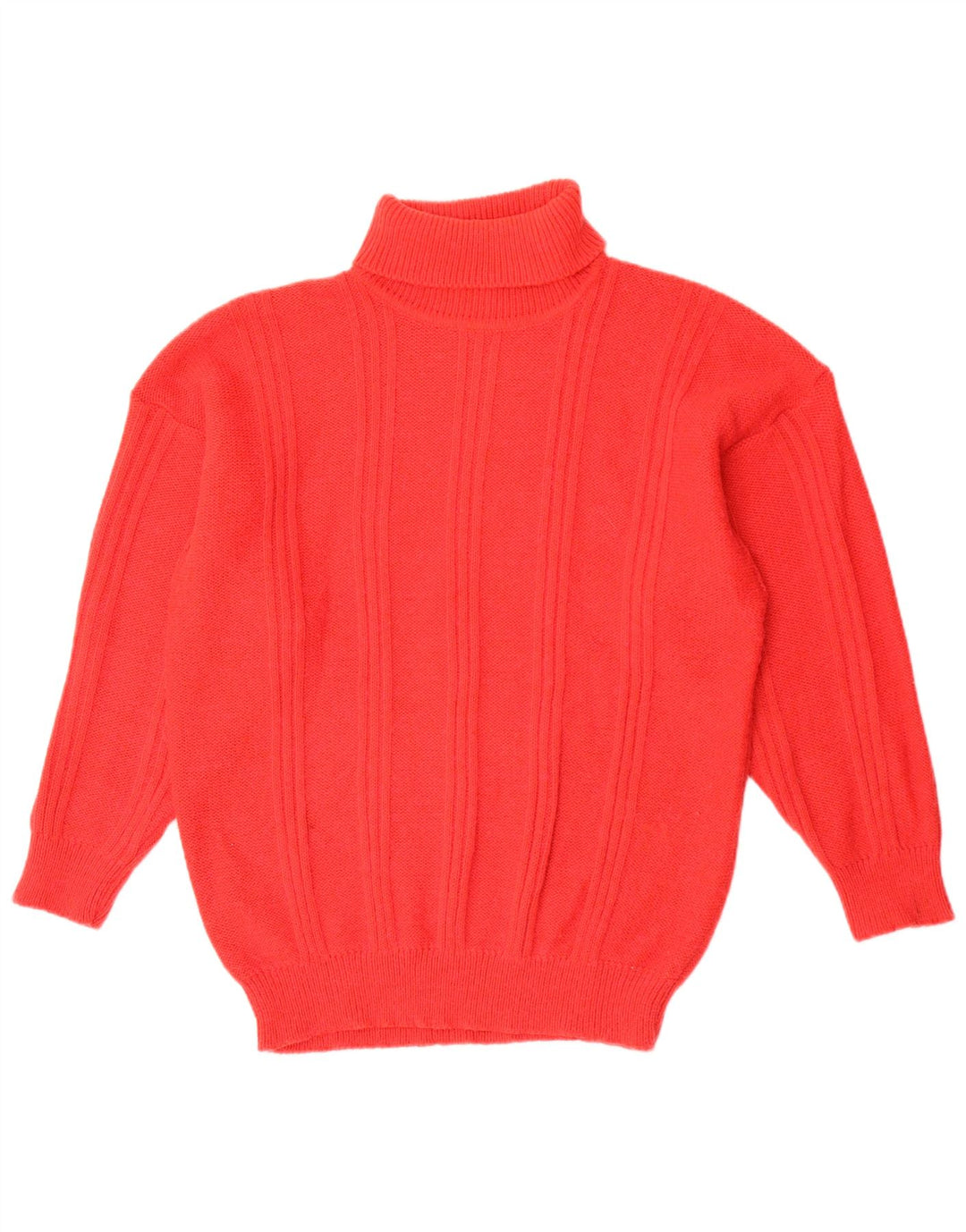 Vintage hombres rollo cuello jersey suéter XL rojo acrílico