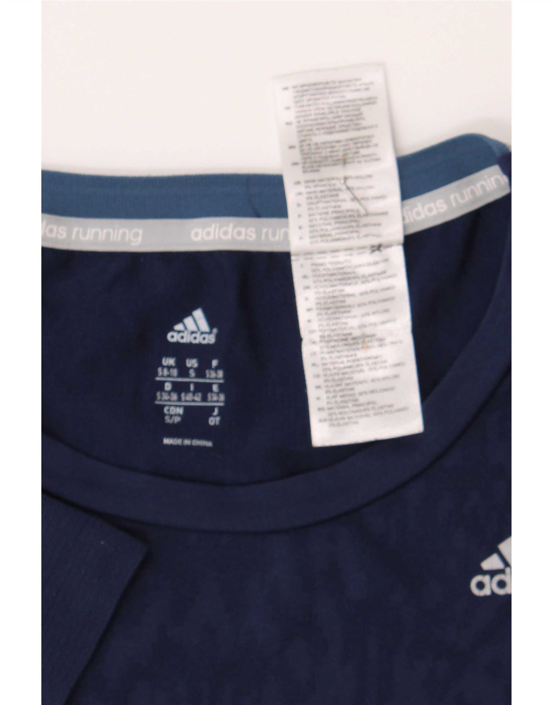 Adidas Mujer Running Abstract Pattern Camiseta Top UK 8/10 Small Azul Marino