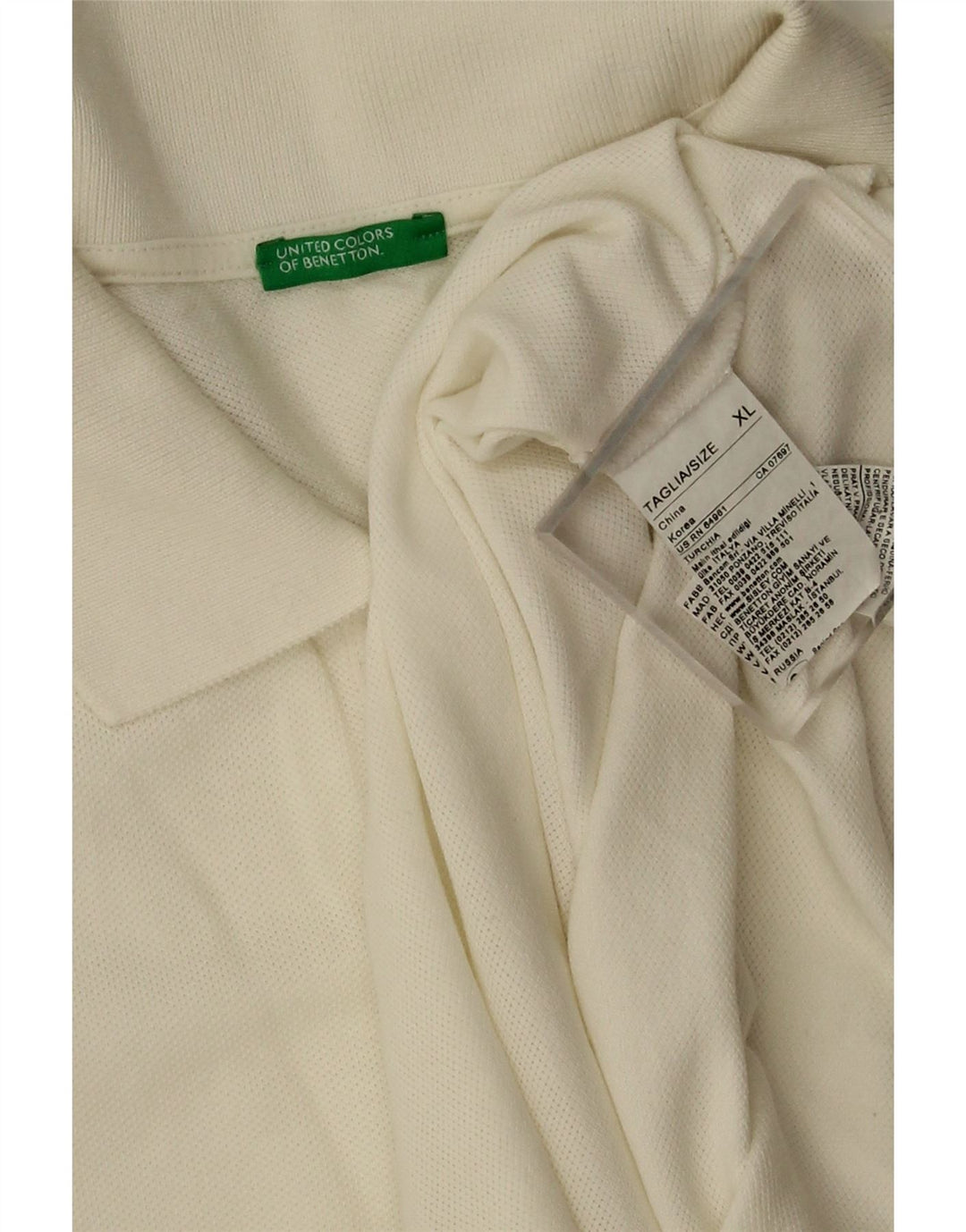 Benetton Polo Hombre XL Blanco Algodón