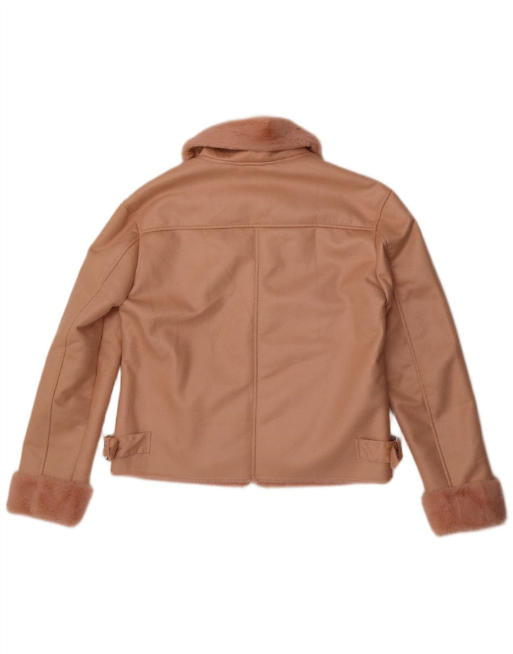 Guess Chaqueta Sherpa de piel sintética para mujer UK 12 Poliéster rosa medio