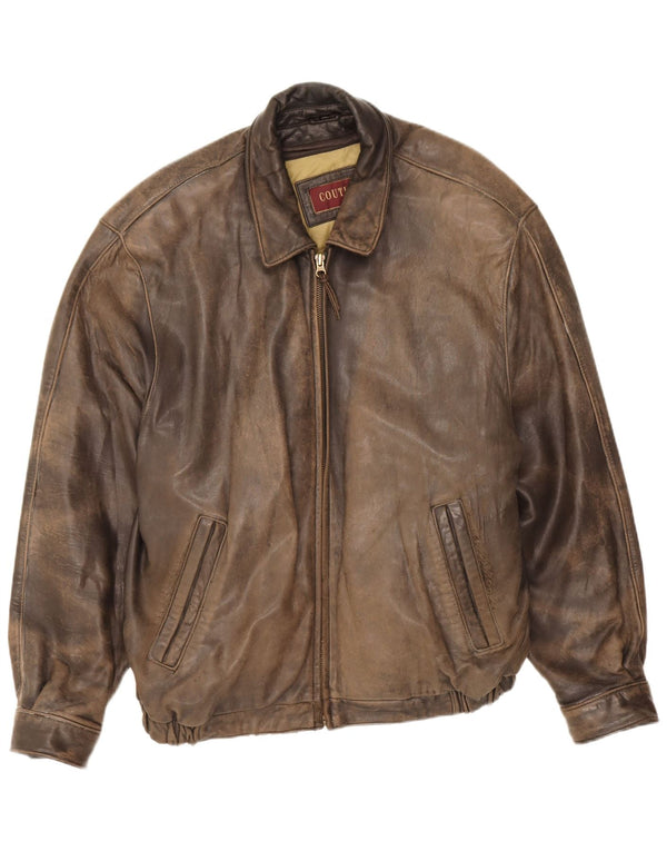 Chaqueta de cuero de alta costura para hombre UK 42 XL Cuero marrón