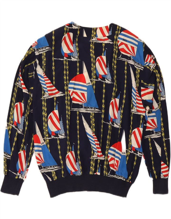 AGENDA Chaqueta bomber con estampado abstracto para mujer IT 42 Seda azul marino mediana