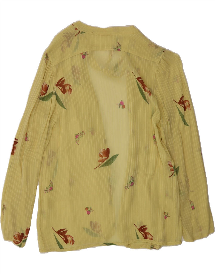 VINTAGE Womens See Through Cardigan Top EU 40 Medium Yellow Floral Vintage Vintage and Second-Hand Vintage from Messina Hembry 