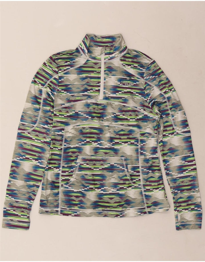 FILA Mujer Jersey Chándal Top UK 12 Medio Multicolor Geométrico