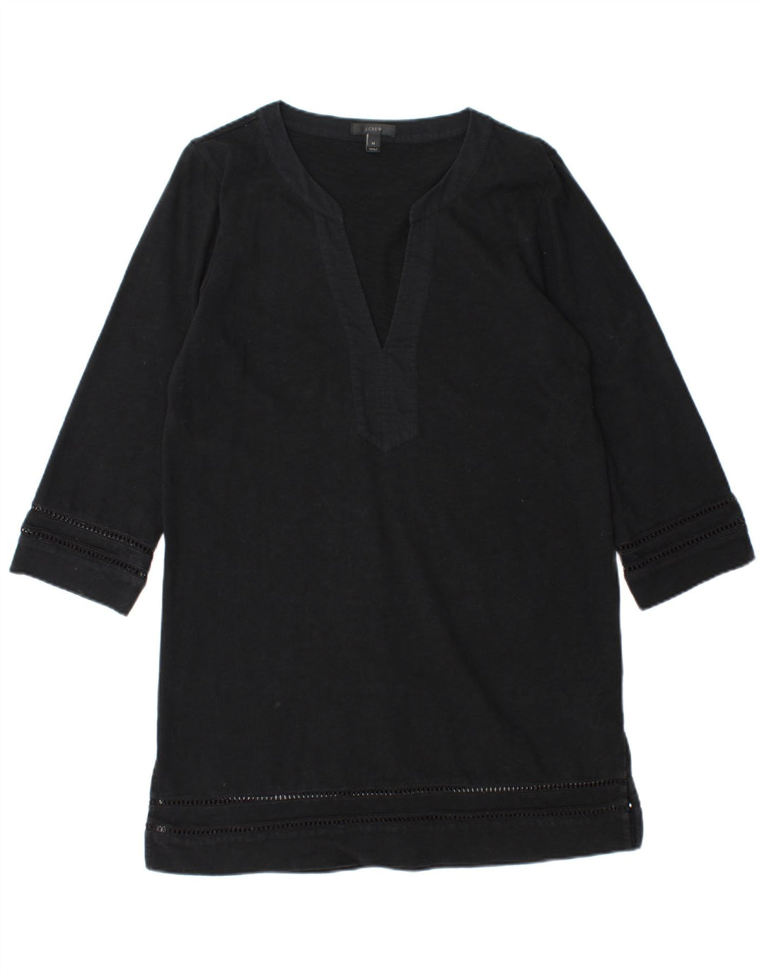 J. Crew Vestido túnica de manga 3/4 para mujer UK 44 Mediano Algodón negro