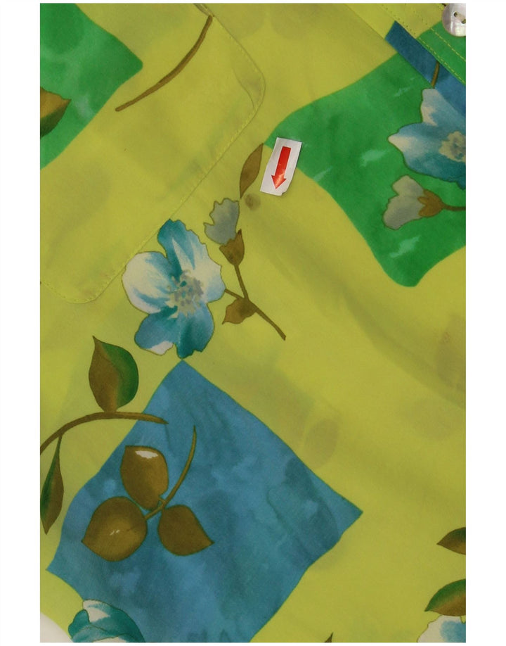 CHERIE Blusa de manga corta transparente para mujer IT 48 XL Verde Floral