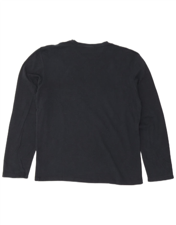 Trussardi Camiseta Hombre Manga Larga Algodón Rayas Azul Marino Grande